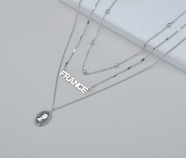 Multi-layered Letter Pendant Necklace Female Personality All-match