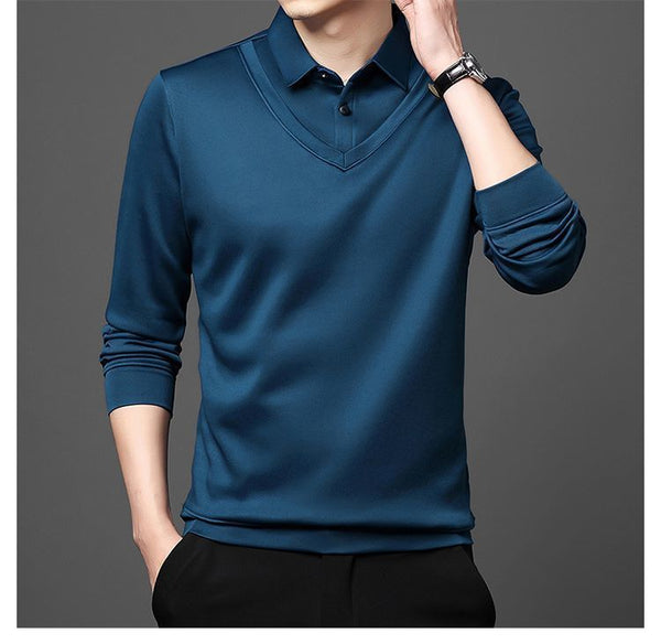 Long - Sleeve False Two Bottom Unlined Upper Garment Thin Turn