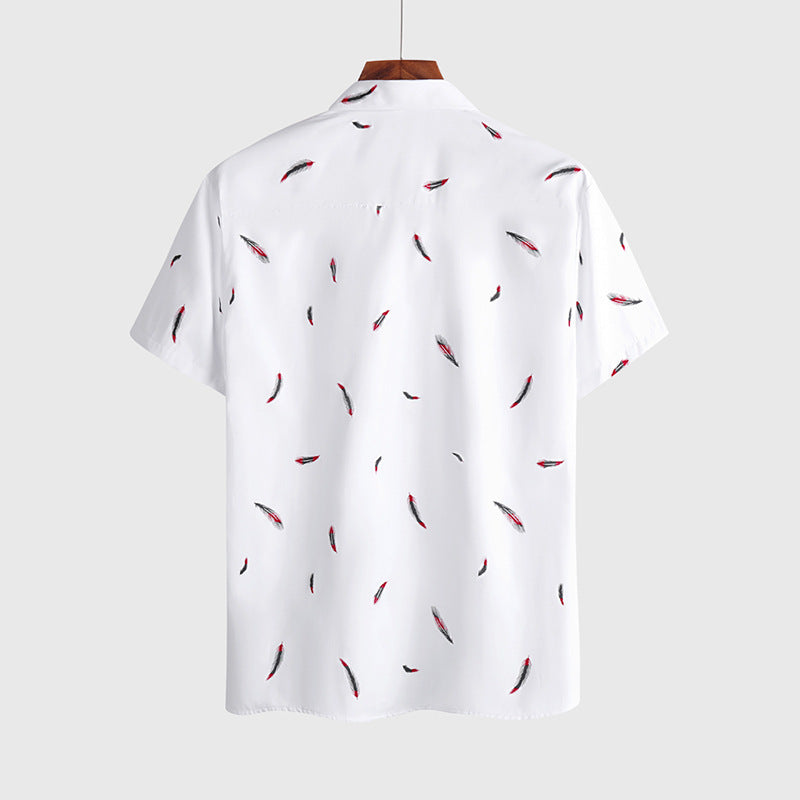 Feather Pocket Short Sleeve Shirt Men