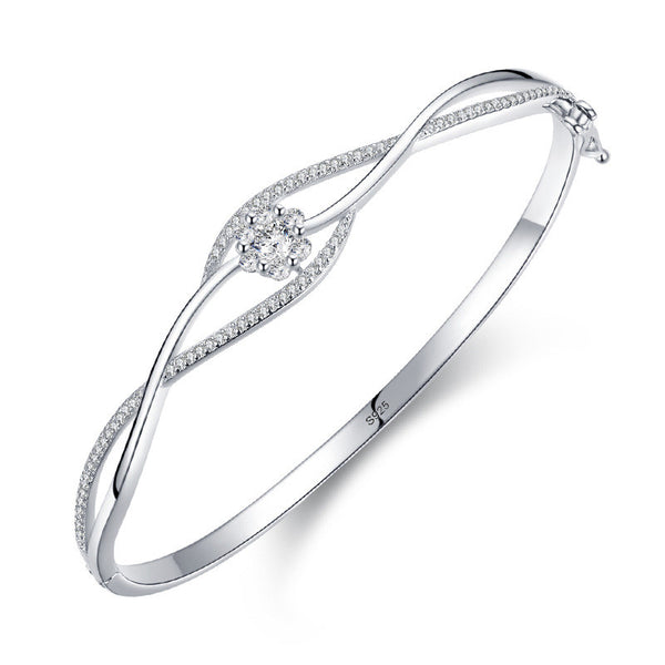 Silver Bracelet Women's Niche Design Bouquet Wave Bracelet