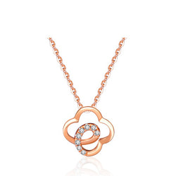 S925 sterling silver rose gold four-leaf clasp necklace