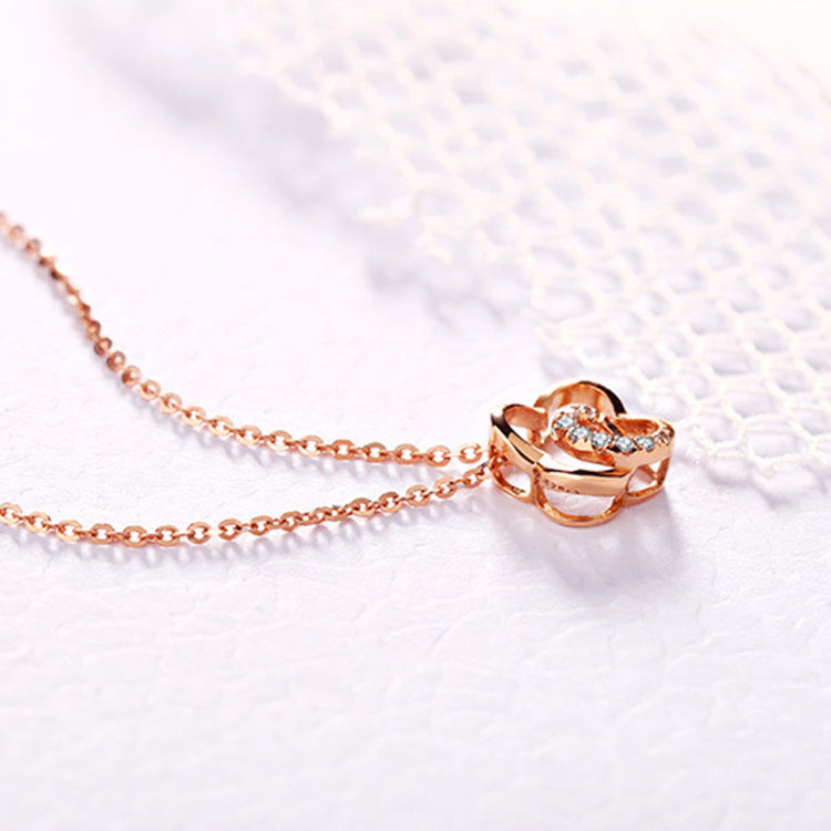 S925 sterling silver rose gold four-leaf clasp necklace