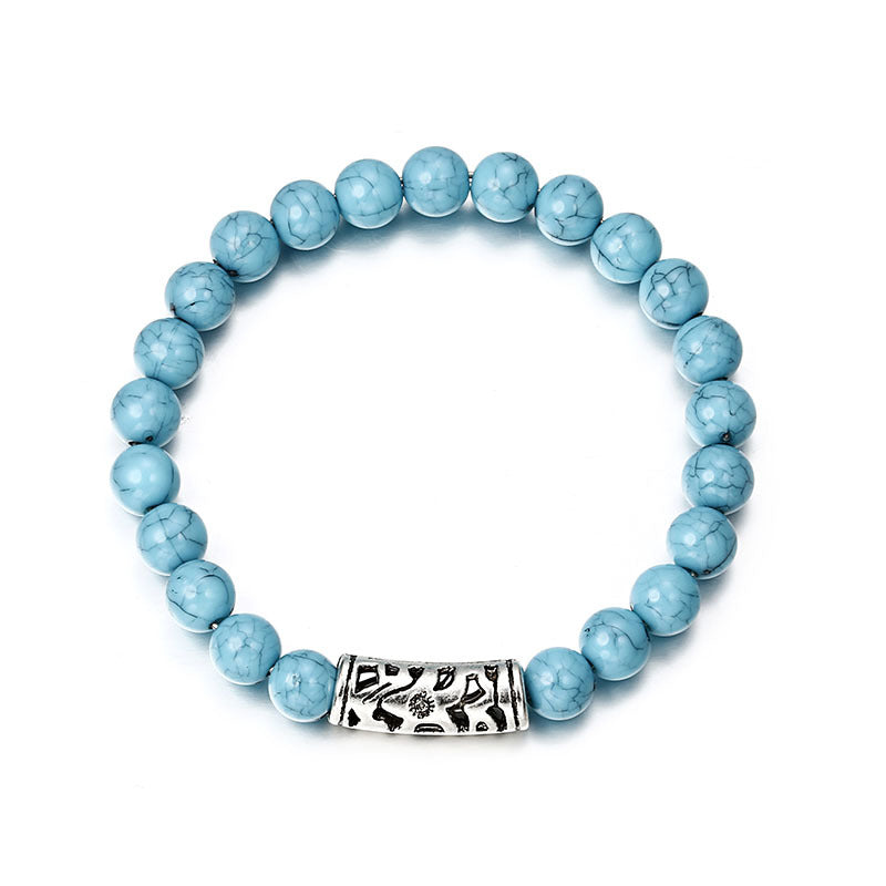 Classic Acrylic Blue Beaded Bracelets for Men Women