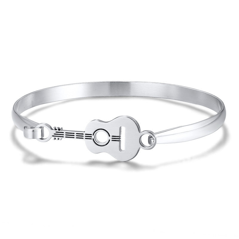 Simple style stainless steel guitar bracelet