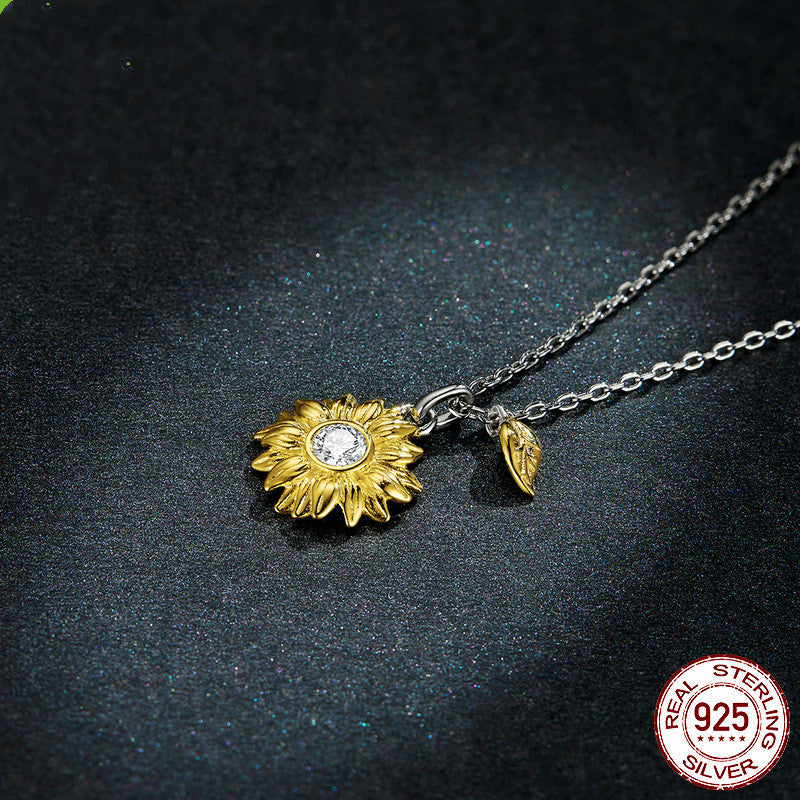 S925 Silver New Sunflower Collarbone Chain