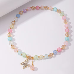 Temperament Transparent Color Beaded Necklace Clavicle Chain