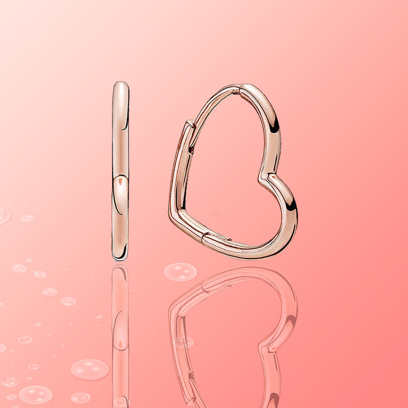 Sterling Silver Rose Gold Asymmetric Heart Earrings