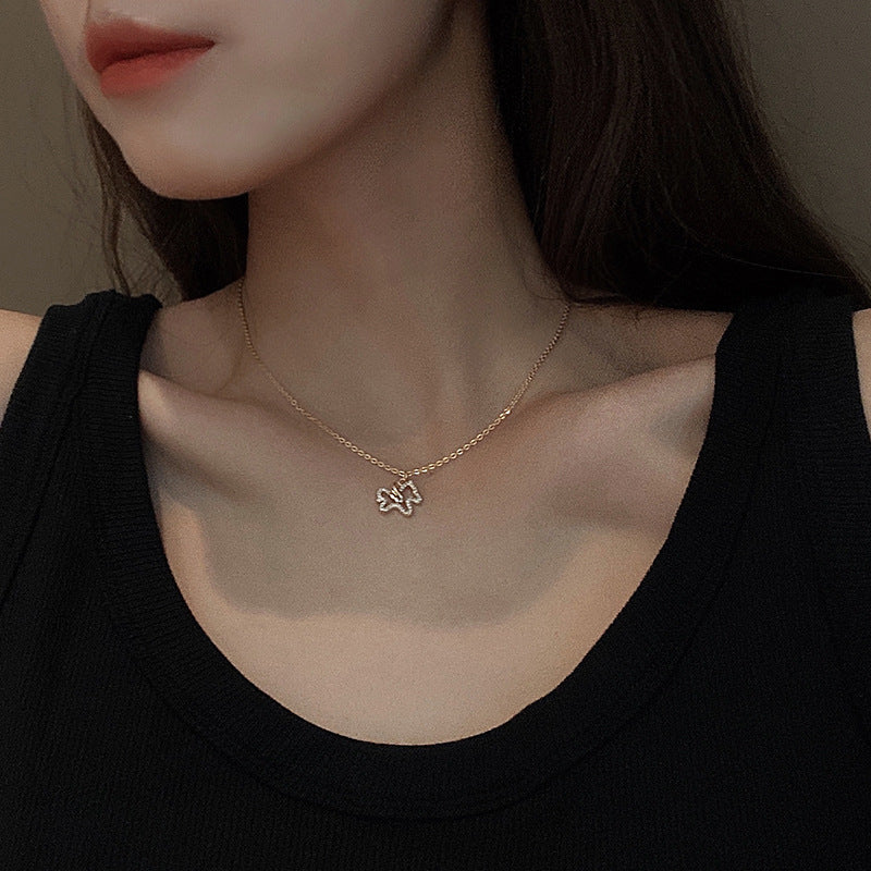 Titanium Steel Clavicle Chain High Quality Angel Pony Zircon Pendant