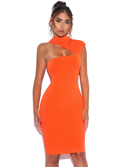 Stand-Up Collar Sleeveless Slim-Fit Bandage Dress