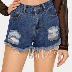 Fashion Nostalgic Ripped Denim Shorts Are Thin And Versatile