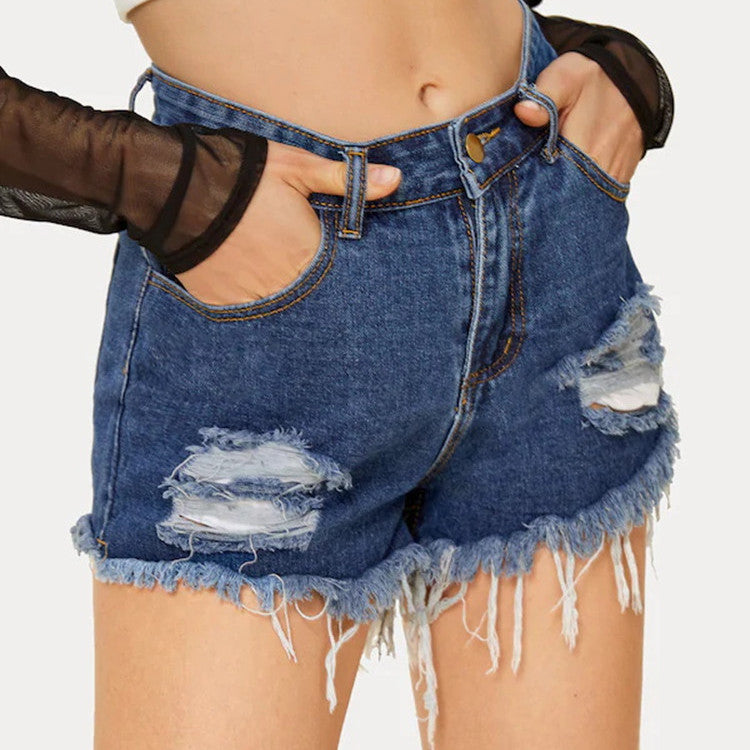 Fashion Nostalgic Ripped Denim Shorts Are Thin And Versatile