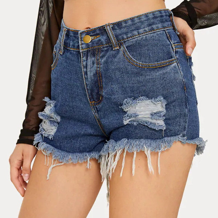 Fashion Nostalgic Ripped Denim Shorts Are Thin And Versatile