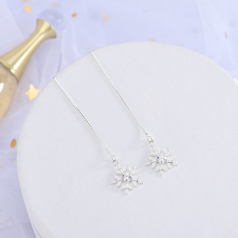 Diamond Snowflake Earline Tassel Earrings