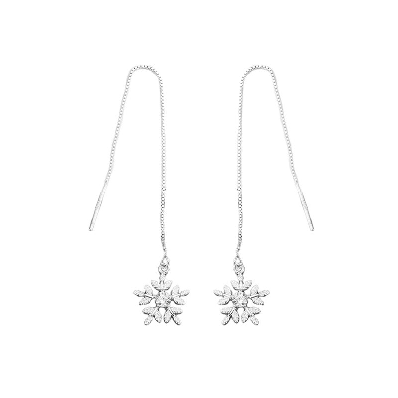 Diamond Snowflake Earline Tassel Earrings