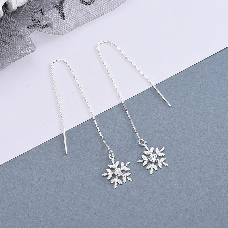 Diamond Snowflake Earline Tassel Earrings