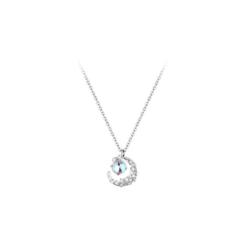 925 Sterling Silver Aurora Water Drop Planet Necklace Sweet Girl Xingyue Clavicle Chain Girlfriend Necklace Clavicle Chain