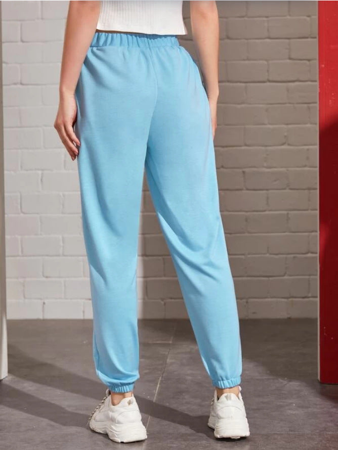 Foreign Trade Women'S Casual Sports Pants, Jogger Trousers, Comfortable Solid Color Trousers