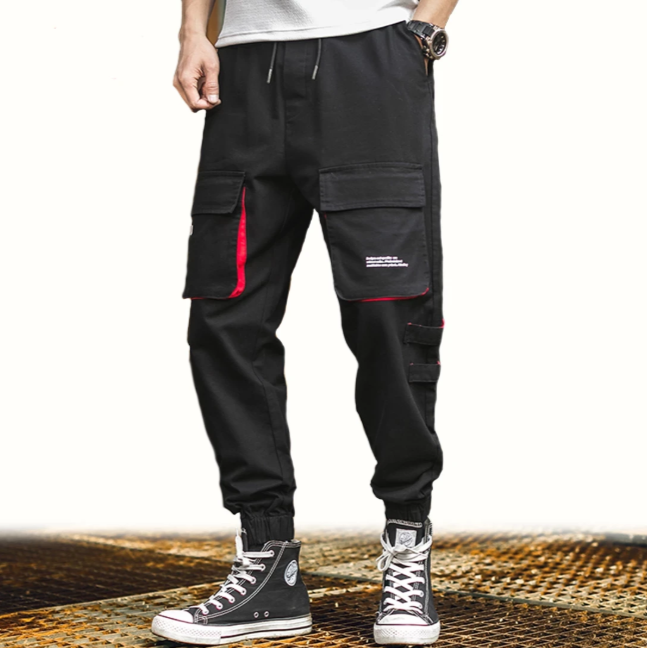 Elastic Waist Punk Pants Cargo Jogger Pants