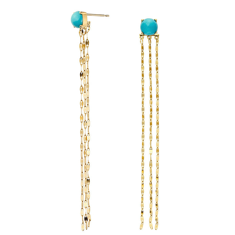 Women's Natural Turquoise Tassel Earrings