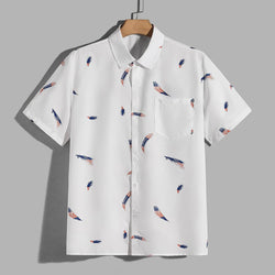 Feather Pocket Short Sleeve Shirt Men