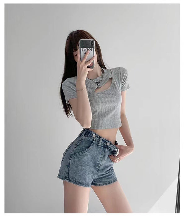 Retro Ins Street Love A-line Denim Shorts