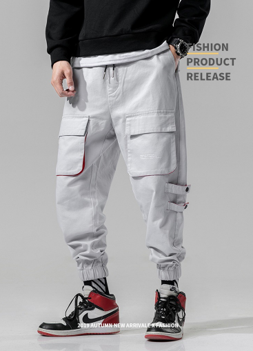 Elastic Waist Punk Pants Cargo Jogger Pants