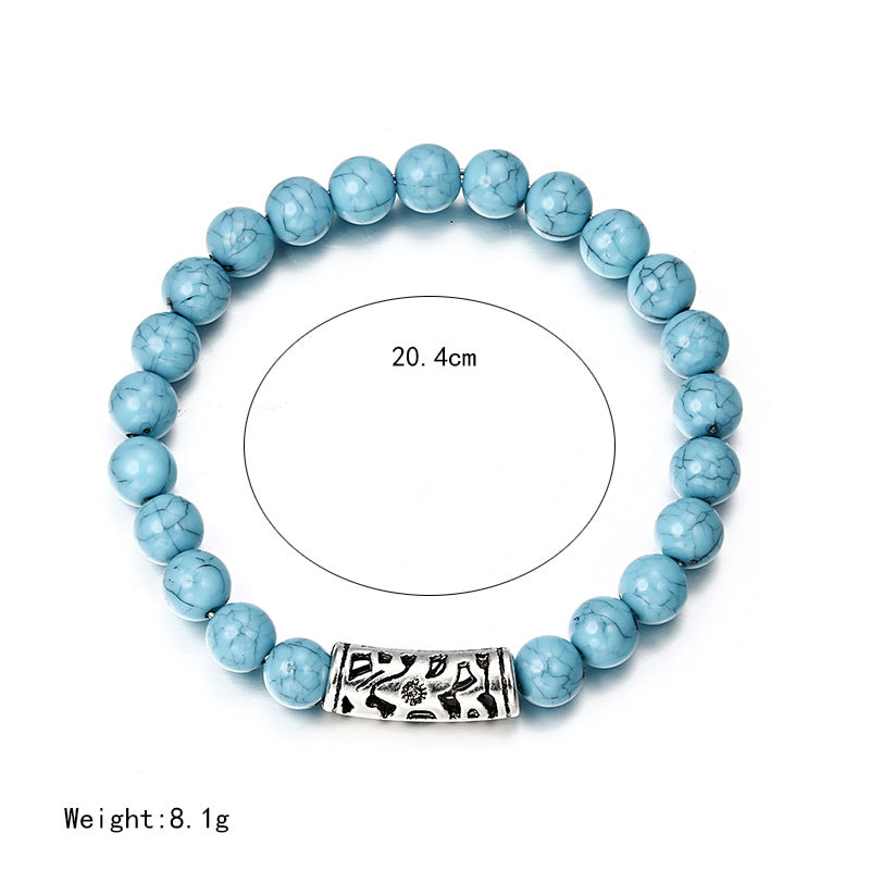 Classic Acrylic Blue Beaded Bracelets for Men Women