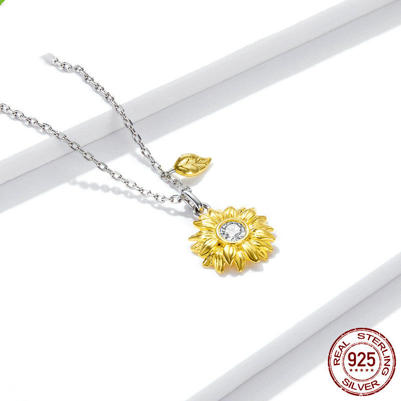 S925 Silver New Sunflower Collarbone Chain