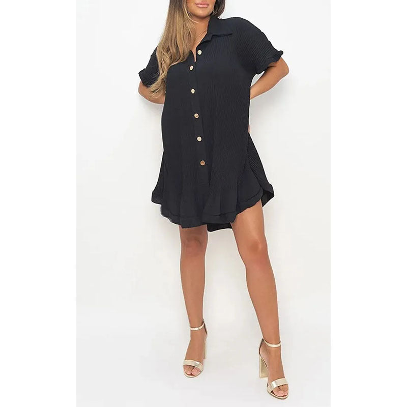 Ruffle Sleeve Shirt Dress