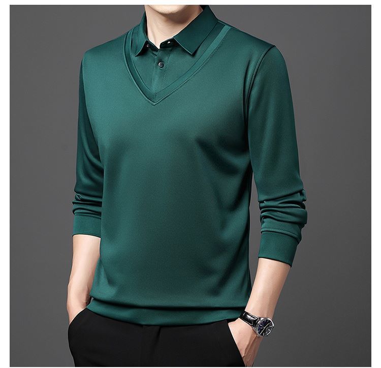 Long - Sleeve False Two Bottom Unlined Upper Garment Thin Turn