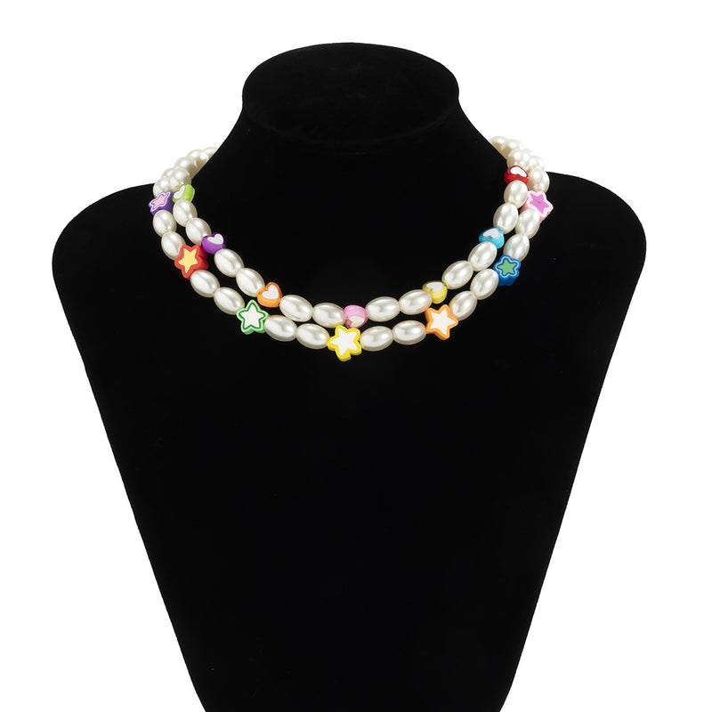 Hand-woven Beaded Set Necklace Retro Geometry