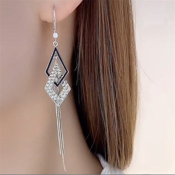 High-quality Light Luxury Full Diamond Long Earrings