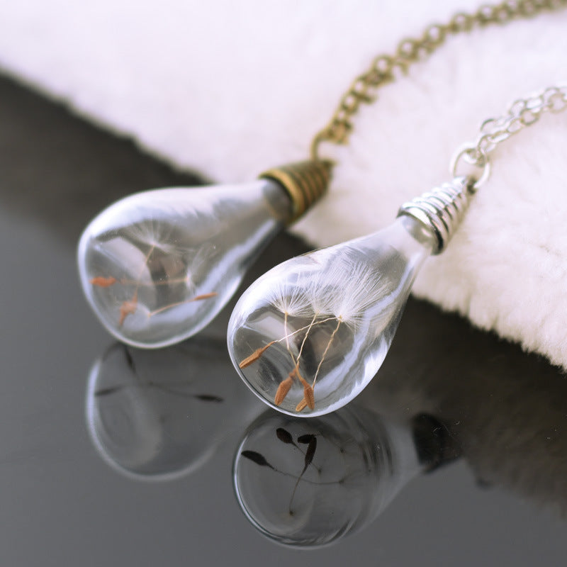 Retro Bulb Girly Dandelion Pendant Necklace