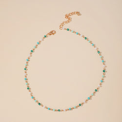 Green Beaded Sugar Cube Round Bead Necklace