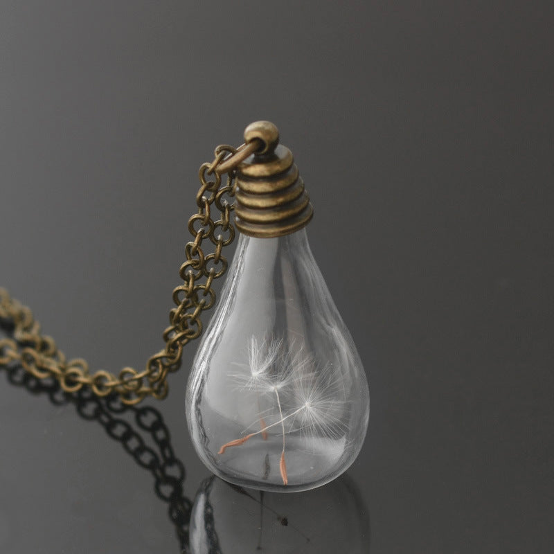 Retro Bulb Girly Dandelion Pendant Necklace