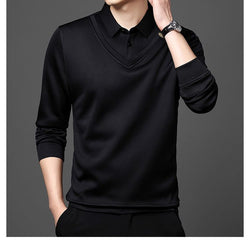 Long - Sleeve False Two Bottom Unlined Upper Garment Thin Turn