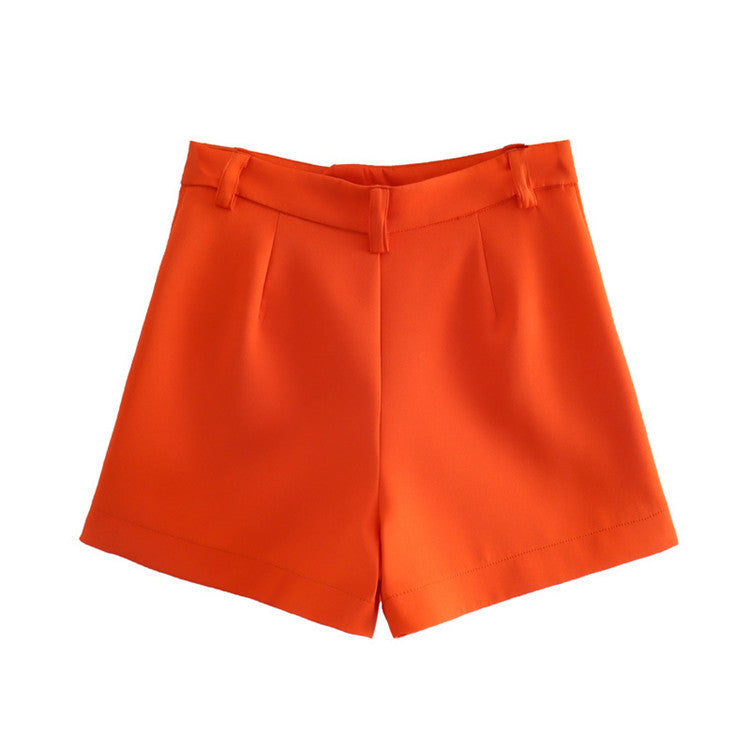 Temperament Pocket Decoration High Waist Shorts