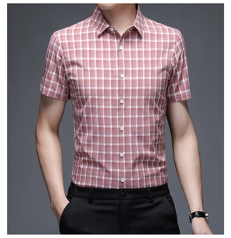 Dad Fitted Middle-aged Men's Business Casual Cotton Short-sleeved Shirt