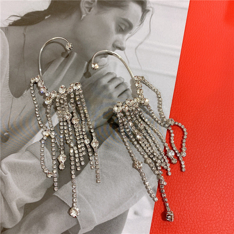 Luxury Silver Personalized Fashion Tassel Earrings Earrings Earrings One-piece Exaggerated Earrings