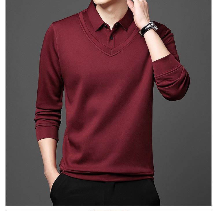 Long - Sleeve False Two Bottom Unlined Upper Garment Thin Turn