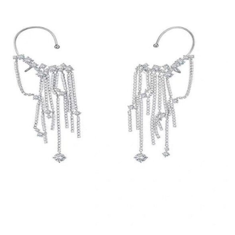 Luxury Silver Personalized Fashion Tassel Earrings Earrings Earrings One-piece Exaggerated Earrings