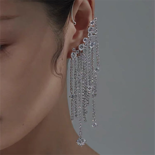 Luxury Silver Personalized Fashion Tassel Earrings Earrings Earrings One-piece Exaggerated Earrings