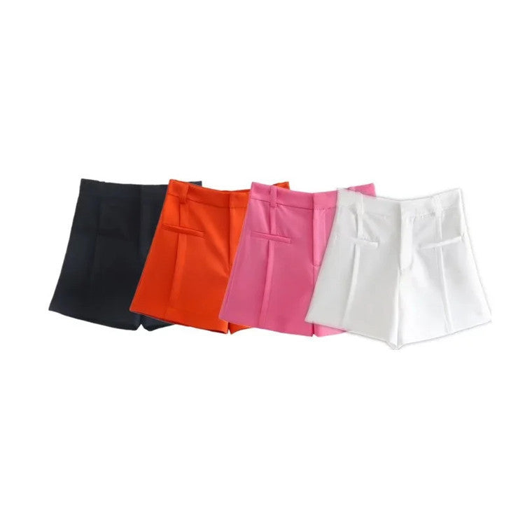 Temperament Pocket Decoration High Waist Shorts