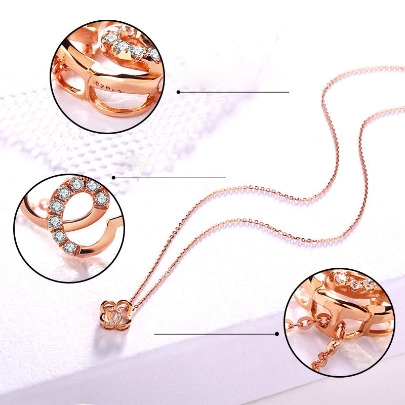 S925 sterling silver rose gold four-leaf clasp necklace