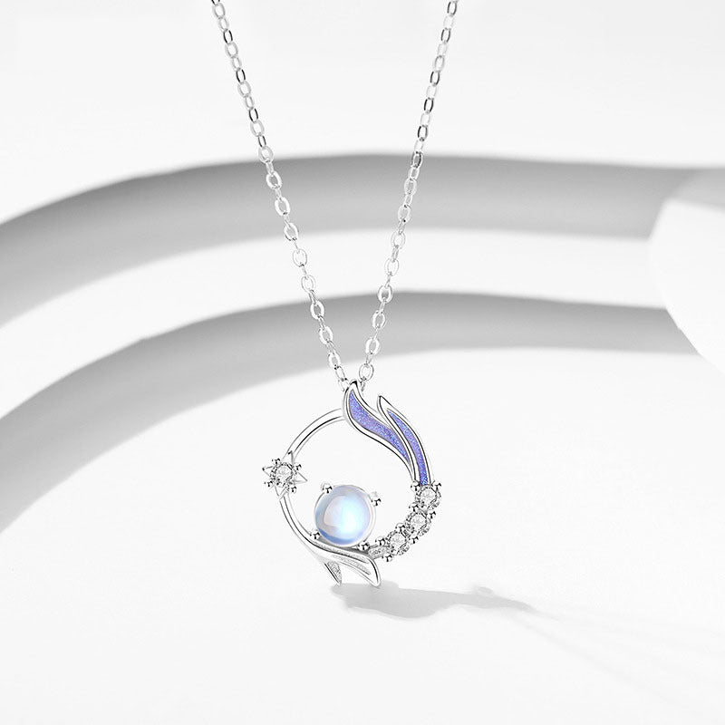 925 Sterling Silver Moonstone Necklace Women's Light Luxury