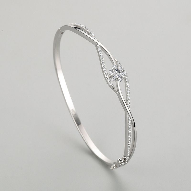 Silver Bracelet Women's Niche Design Bouquet Wave Bracelet