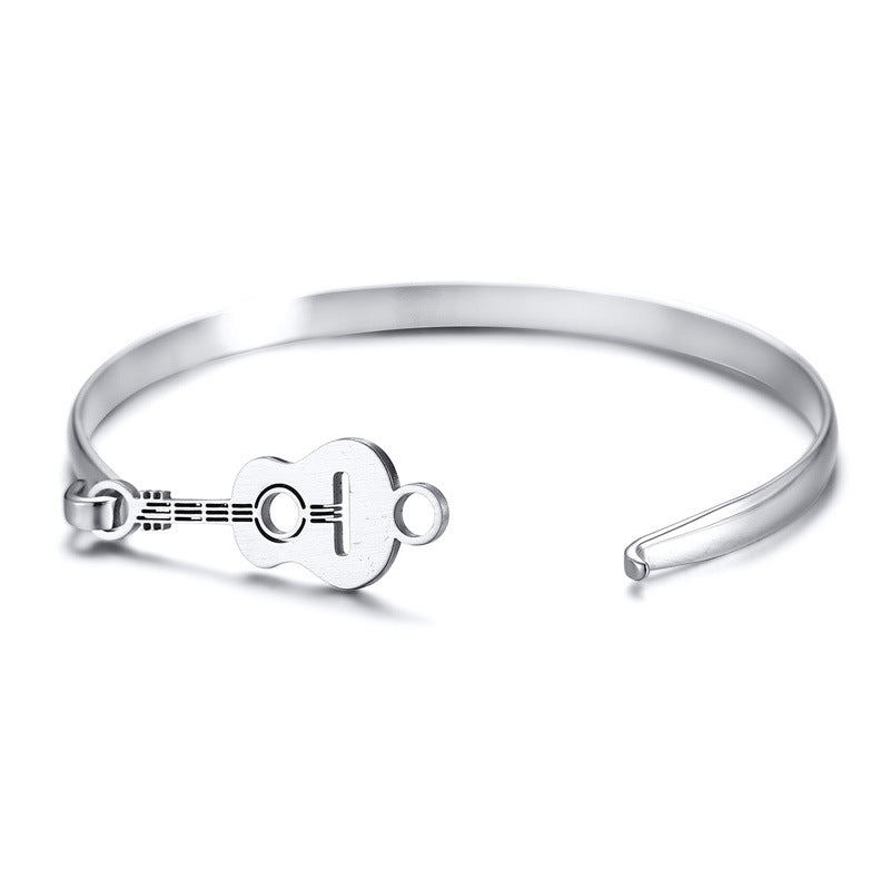 Simple style stainless steel guitar bracelet