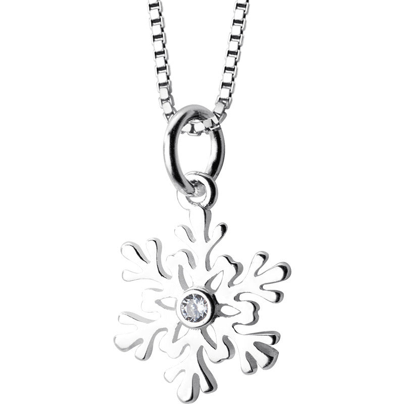 Single Diamond Snowflake Necklace Cute Flower Women