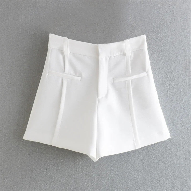 Temperament Pocket Decoration High Waist Shorts