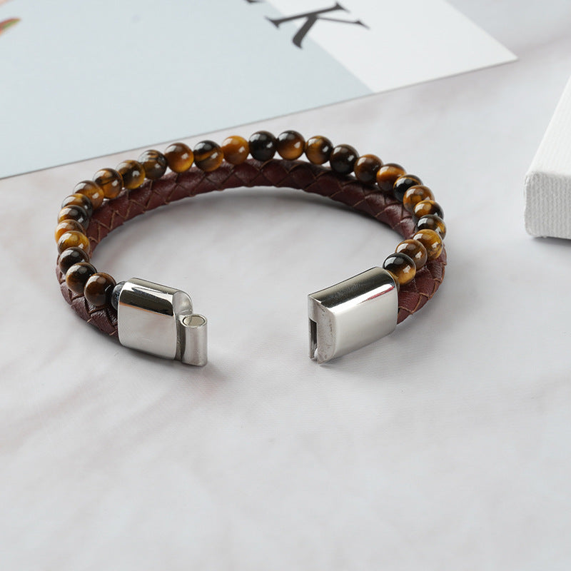 European And American Retro Fashion Men's Trendy Brown Bracelet